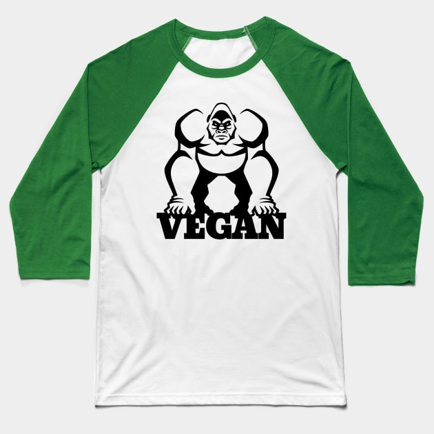 Vegan Fitness Gorilla Baseball T-Shirt by RadStar